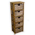 5 Drawer Wicker Basket Compact Storage Shelf