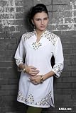 Travel Gear Bag Fabulous Flower Design Emb White Color Ladies Tops Tunics Dresses Blouses Kurta Kurti