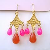 Carnelian and Pink Chalcedony Drops