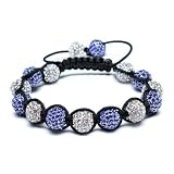 Bling Jewelry Unisex Shamballa Bracelet Crystal Sapphire Blue Swarovski Crystal Beads 11mm