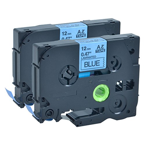 GREENCYCLE 2 PK Black on Blue TZ 531 TZe531 12mm Label Tape Compatible with Brother P-Touch Printer