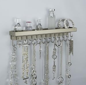 Wall Mount Long Necklace Rack Holder Hanging Jewelry Organizer Display Closet Storage (CLICK TO SEE COLORS) Angelynn's - Schelon Satin Nickel Silver