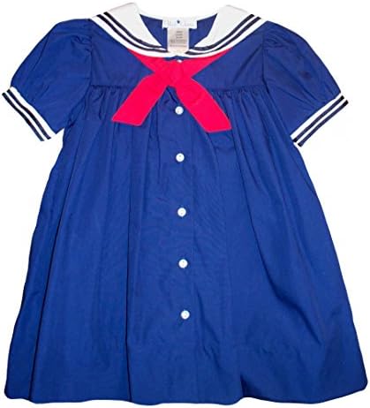 Petit Ami Baby Girls Navy Sailor Dress, 6 Months