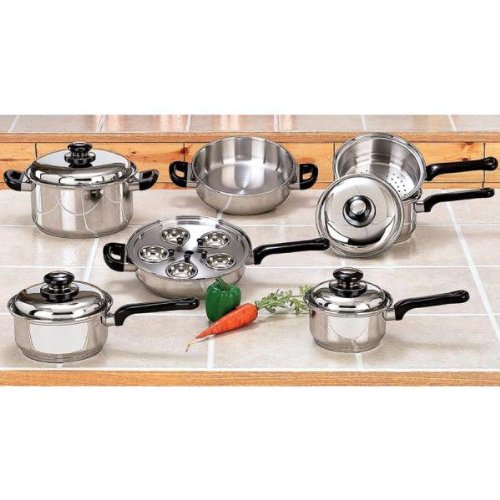 17pc Stainless Steel Waterless Cookware Set image