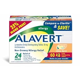 Alavert Loratadine Allergy Orally Disintegrating Tablets Citrus Burst, 60-Count Box