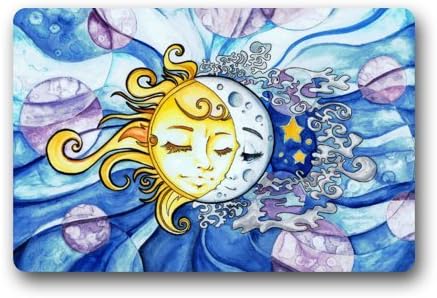 Funny Abstract Sun and Moon Art Doormats Entrance Mat Floor Mat Door Mat Rug Indoor/Outdoor/Front Door/Bathroom Mats Rubber Non Slip (23.6"x15.7",L x W)