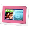 August Digital Photo Frame with 7" Pink Clear LCD Display and Built-in Calendar and Clock