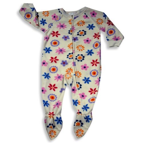 Wonder Kids - Infant and Toddler Girls Heavy Weight Footed Flower Blanket Sleeper, Cream, Multi