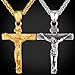 Gold Chain For Men Jesus Piece Trendy 18K Gold Plated Stainless Steel INRI Crucifix Cross Necklace