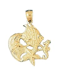 Dazzlers Solid 14 karats Gold Angelfish Goldfish Charm Pendant available in three colors from jewelsberry (weights: 3.1 grams only)