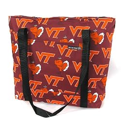 Virginia Tech Tote Bag Hokies Cotton with WATERPROOF LINING UNDERSIDE Travel Bags, for Gym or Beach Best Cute Unique GIFT IDEA for Him Her Man Men DAD MOM Mother Woman Women Ladies