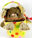 Yellow Polka Dot Fabric Easter Basket & Plush Bunny
