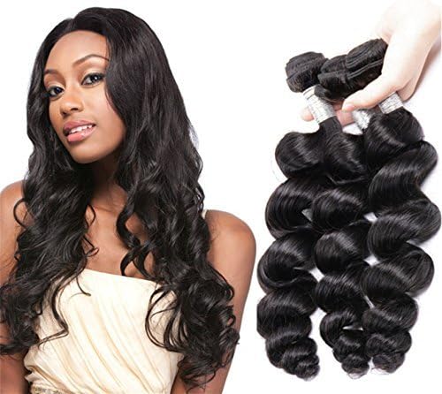 Queen Hair Mixed length 8"-30" Loose Wave Brazilian Virgin Remy Human Hair Weave Weft 3 Bundles 300 Grams Unprocessed Natural Color Extensions 100% Brazilian Human Hair... (12 14 16)
