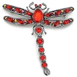 Austrian Rhinestone Vintage Style dragonfly Ruby Crystal Pin