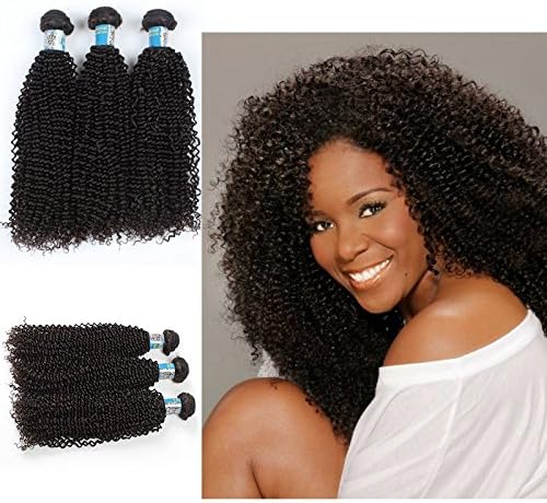 YONNA 3 Bundles Brazilian Virgin Kinky Curly, Natural Color Raw Unprocessed 100% Human Hair Virgin Can Be Dyed and Bleached Mixed Size6 -36 inches (30 30 30 inch)