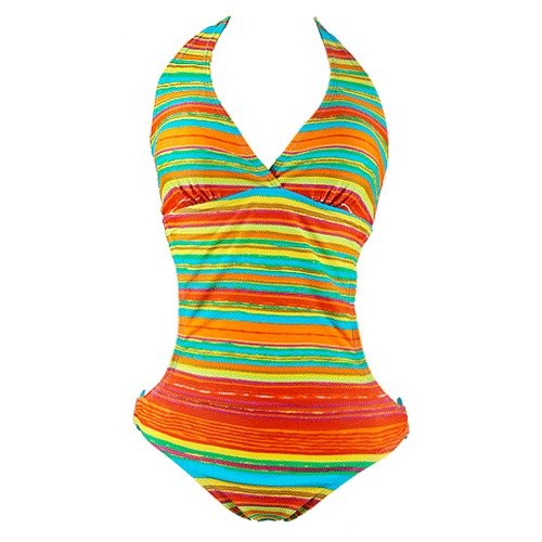 Monokini Swimsuit Multi Color Stripes