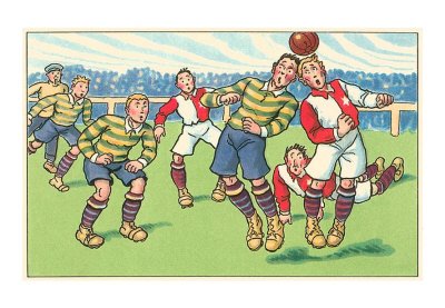 Cartoon Soccer Game Art Poster Print, 18x13