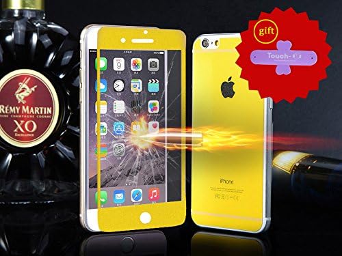 Godigi Colorful Plating Tempered Glass Screen Protector Film Colored Front and Back Premium Tempered Glass Screen Protector for iPhone 6 Plus with Free Gift Phone Holder (i6 plus yellow)