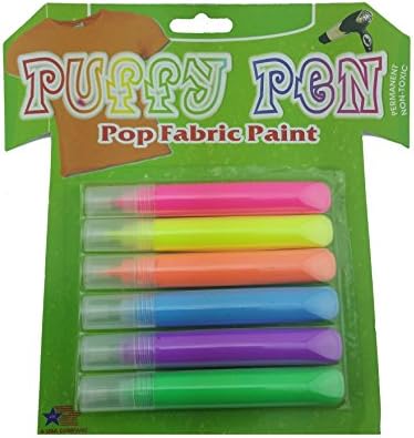 Puffy Pen Non-toxic Pop Fabric Paint Pens 6 Pack