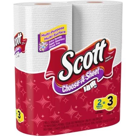 Scott Towels Choose-A-Size Paper Towels Mega Rolls, 102 sheets, 2 rolls
