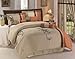 Chezmoi Collection Kariya 7-Piece Embroidery Bamboo Comforter Set, Queen, Rust/Light Taupe by Chezmoi Collection