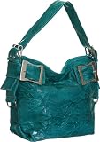 Distressed Leather Top Buckled Tote By Vitalio - Purple, Teal Blue, Honey Brown or Black
