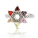 JanKuo Jewelry Rhodium Plated Multicolor Cubic Zirconia Jewish Star of David Twisted Rope Ring