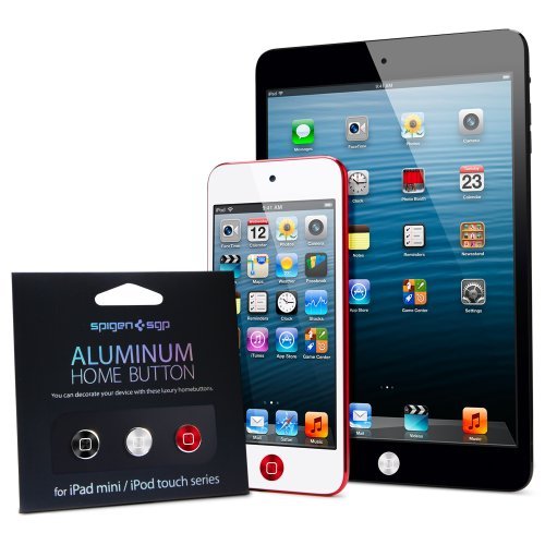 eTech Parts Spigen Aluminum Home Buttons for Apple iPad and iPhone Models - Retail Packaged Series - Red, Silver, and Gunmetal - 3 Pack (550-1901)