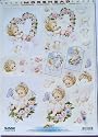 A4 step by step 3D Morehead die cut decoupage sheet cute cherubs, heart