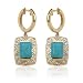 Yellow Gold Plated Sterling Silver Chinese Blue Turquoise Earrings and Diamond Accents