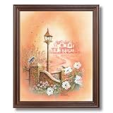 Victorian Bluebirds On Light Post Home Decor Wall Picture Cherry Framed Art Print