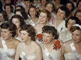 Group Portrait of Young Women Wearing White Formal Dresses Photographic Poster Print, 40x30