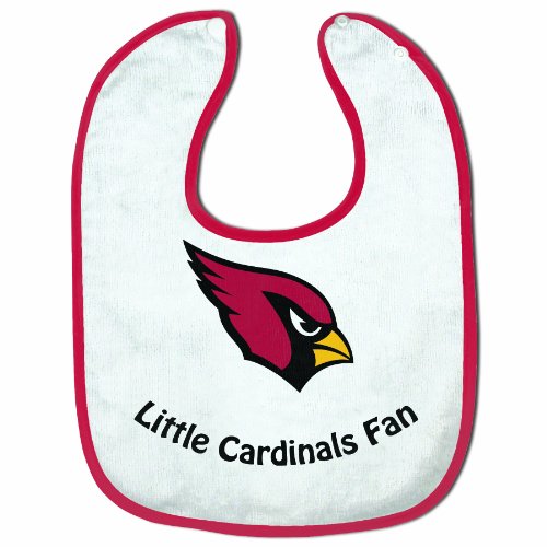 Arizona Cardinals Snap Baby Bib (White, Team Color Trim)