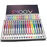 36 Gel Pens Set with Expandable Durable Storage Pouch from SMOOV | 36 Unique Rich Vibrant Colors (NO REPEATS) | Upgraded Artist-quality Tips (no glopping) | Non-toxic Gel Ink | Rubber Comfort Grips