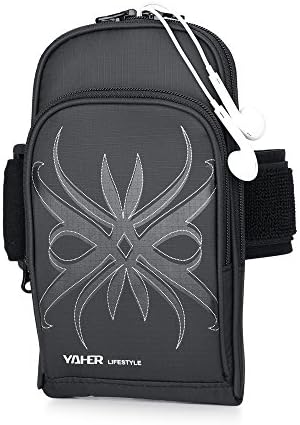 YAHER Sports Armband, Multifunctional 3 Sizes Double Zipped Pockets Workout Pouch Pack Running Cycling ArmBag for iPhone 4s,5,6,6s,6Plus,Galaxy S6,S5,S4,S3 (Large, Spider)