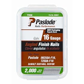 Paslode 650232 2-1/2-Inch by 16 Gauge 20 Degree Angled Galvanized Finish Nail (2,000 per Box)