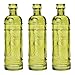 Luna Bazaar Small Vintage Glass Bottle Set (6.5-Inch, Round Design, Green, Set of 3) - Flower Bud Vase Set - For Home Decor and Wedding Centerpieces
