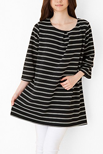 (ゴールドジャパン)Goldjapan 大きいサイズ レディース ボーダー チュニック トップス ワンピース Aライン 七分袖