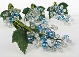 Set of 4 Most Elegant Sapphire Blue & Crystal Beaded Iridescent Grape Cluster Napkin Rings, Bottle Charms, or Accents