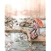 Asian Lady Fish Pond Art Print POSTER GARDEN - 13x19