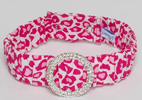 Schmoozies safe, secure and stylish pink leopard collar with rhinestone buckle - aromatherapy