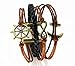 MBOX Vintage Bronze Infinite Bracelet Nautical Rudder Anchor Coffee Leather Rope Bangle (001 Coffee Black Rudder Anchor)