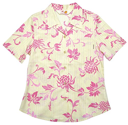 かりゆしウェア（沖縄アロハシャツ） レディース トライバルアダンハイビ（MANGO マンゴ）