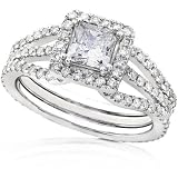 One of a Kind 2 ctw EGL Cert Princess & Round Diamond Engagement Ring in 14kt White Gold (D/VS2)