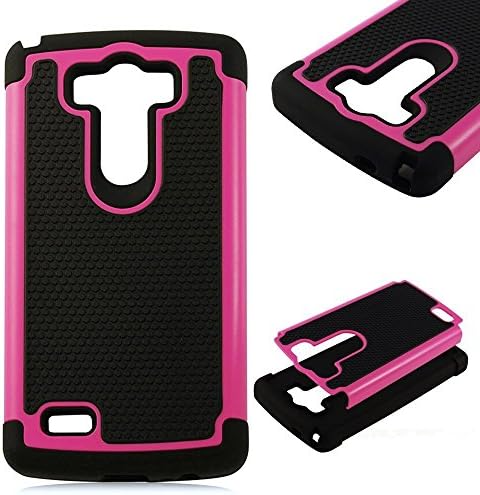 Weview(TM)LG G3 Case,PC + TPU Combo Case Cover Skin Shell [Triple Defender] Layered Armor Back Cover Case for LG G3+free Black Stylus+Two LG G3 Screen Protectors +Fishbone Cable Winder(Rose)