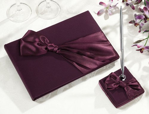 Plum Satin Guest Book with Pen Set. Reviews Plum Satin Guest Book with Pen Set. Reviews