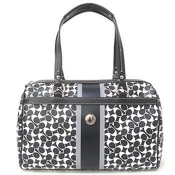 Coach Mini Signature Black & White Zip Satchel 