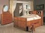 King Coaster Bookcase Storage Bed in Medium Oak Finish