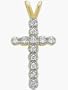 14 Karat Two-Tone Gold 12 Diamond Small Religious Cross with chain