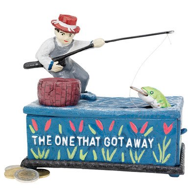 Design Toscano The Fisherman: The One that Got Away Collectors Mechanical Coin Bank
